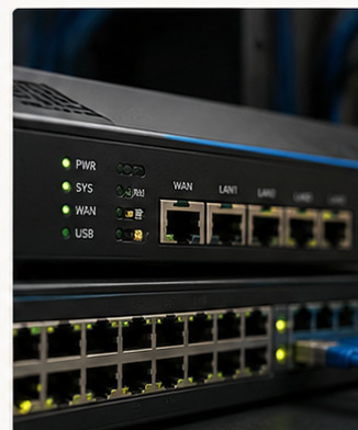 Firewall and network equipment in a business rack
